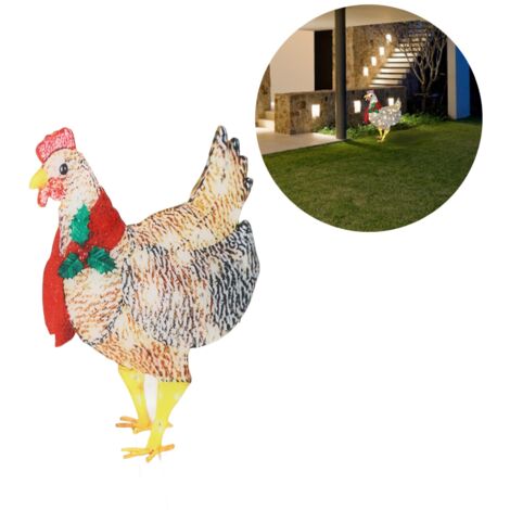 Poules de Noël Lumineuses LED Décoratives avec Écharpe - Lumières de Fête Plastique 39.8x25cm pour Jardin et Intérieur