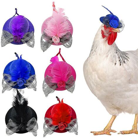 Poules De Poulet Animaux De Compagnie Plume Chapeau Photo Props Capuchon De Sangle Réglable pour Coq Canard Volaille,Blue.