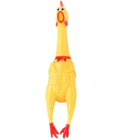 Poulet Criard Jouet pour Chien, Anti-Stress Amusant et Sécuritaire pour Adultes et Enfants, Jaune