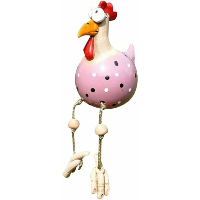 Poulet Décoratif, Coq Résine et Céramique 25 cm, Décoration de Jardin Piquet de Jardin Figurine Patio Résistant aux Intempéries (Style c) Fei Yu