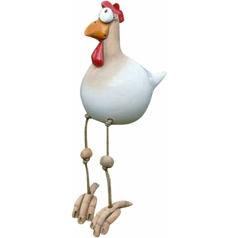 Poulet Décoratif, Coq Résine et Céramique 25 cm, Décoration de Jardin Piquet de Jardin Figurine Patio Résistant aux Intempéries (Style d) Fei Yu