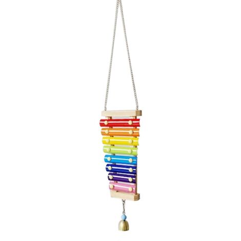 Poulet suspendu jouet sonore xylophone picorage pour poules coq, décoration bois suspendue pour poulailler, jouet d'éveil pour volailles.