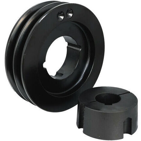 Poulie à 2 gorges pour spa, arbre DP 100 mm, moyeu 28 mm, référence 1610. Spécifications : 2G, 100 mm, 28 mm