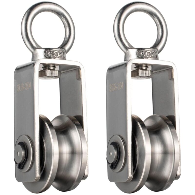 Poulie à 2 roulements, poulie à câble, poulie en acier inoxydable 304 de 34 mm