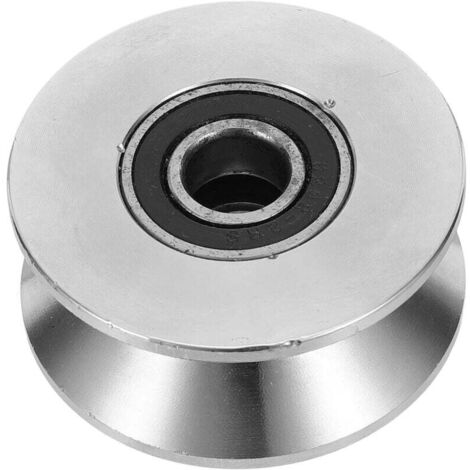 Poulie à Gorge U Acier Inoxydable Résistante pour Porte Coulissante Roue Métallique de Porte de Grange Poulie de Rail Suspendu Silencieuse pour Usage Résidentiel et Commercial