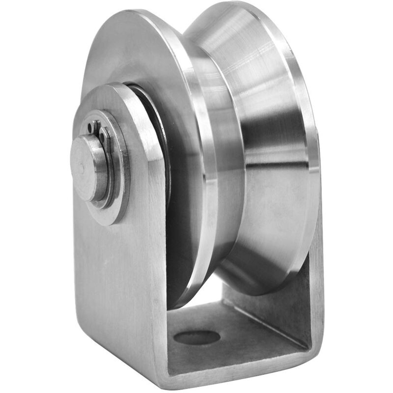 Poulie à roue rainurée Poulie à bloc en acier inoxydable Double roulement Roues de traction robustes amovibles silencieuses pour la manutention des