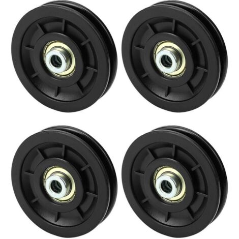 Poulie à roulement en nylon de 90 mm – Lot de 4 pièces, charge max. 450 kg, compatible avec cordes jusqu’à 7 mm