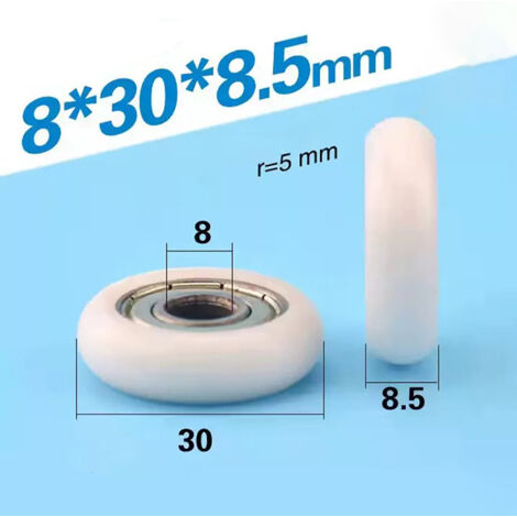 Poulie à roulement revêtue de POM et de plastique avec roulement 608 intégré, dimensions 8308,5 mm