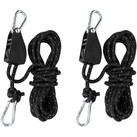 Poulie avec tendeur de câble, cliquet avec corde de 4 mètres, poulie avec tendeur de tente, corde de traction avec frein de corde, convient pour le camping, voile d'ombrage, tente ，(2pcs-11 x 8 x 2,5 
