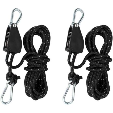 Poulie avec tendeur de câble, cliquet avec corde de 4 mètres, poulie avec tendeur de tente, corde de traction avec frein de corde, convient pour le camping, voile d'ombrage, tente ，(2pcs-11 x 8 x 2,5