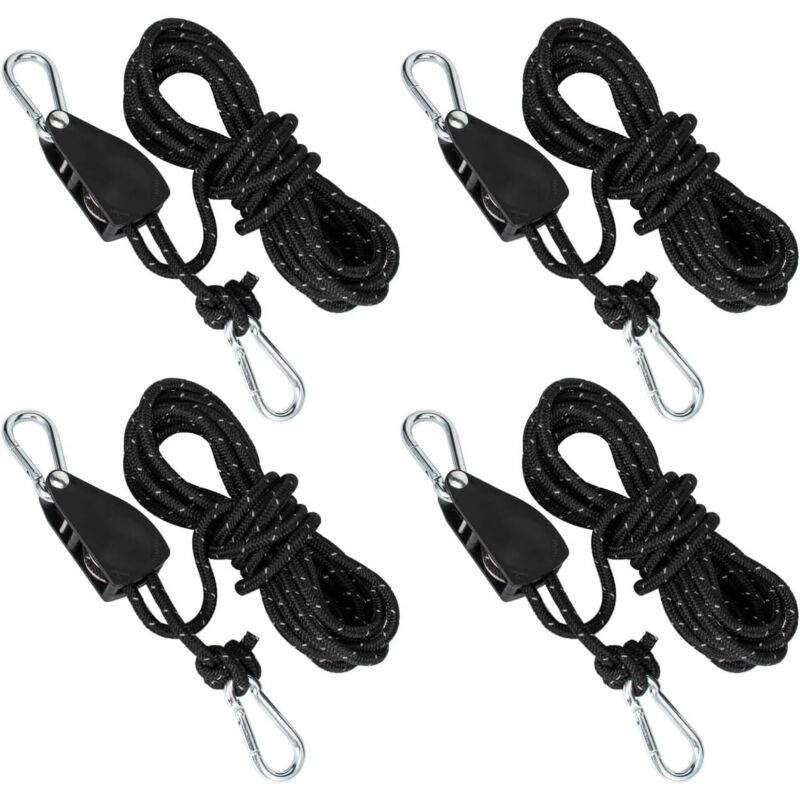 Dpzo - Poulie avec tendeur de câble, cliquet avec corde de 4 mètres, poulie avec tendeur de tente, corde de traction avec frein de corde, convient