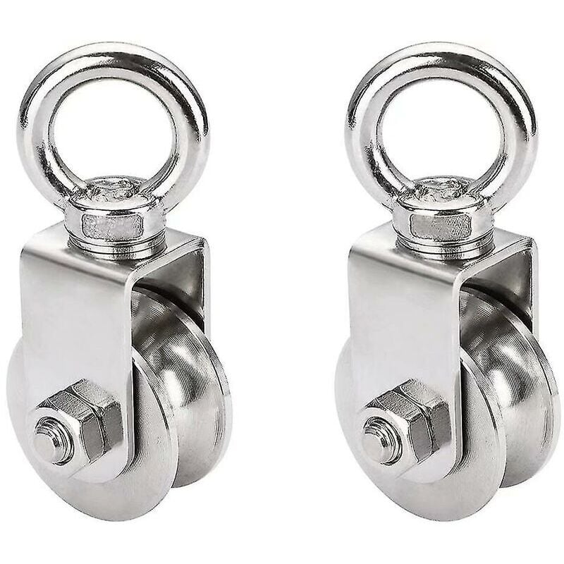 Poulie de 2 pièces 48mm avec roulement à billes, charge de poulie de levage 500 Kg, poulie de câble en acier inoxydable pour corde de Fitness2