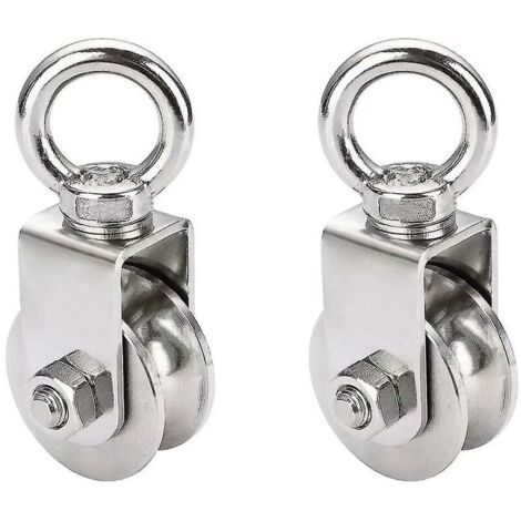 Poulie de 2 pièces 48mm avec roulement à billes, charge de poulie de levage 500 Kg, poulie de câble en acier inoxydable pour corde de Fitness2 pièces, 48mm