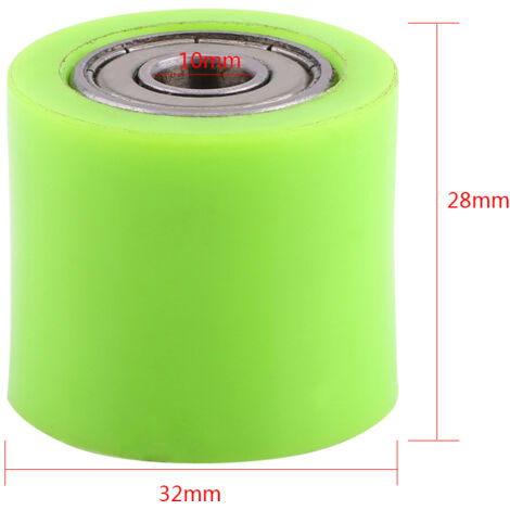 Poulie de chaîne 10mm pour moto, galet tendeur vert pour vélo de rue et motocyclette, guide de roulement.