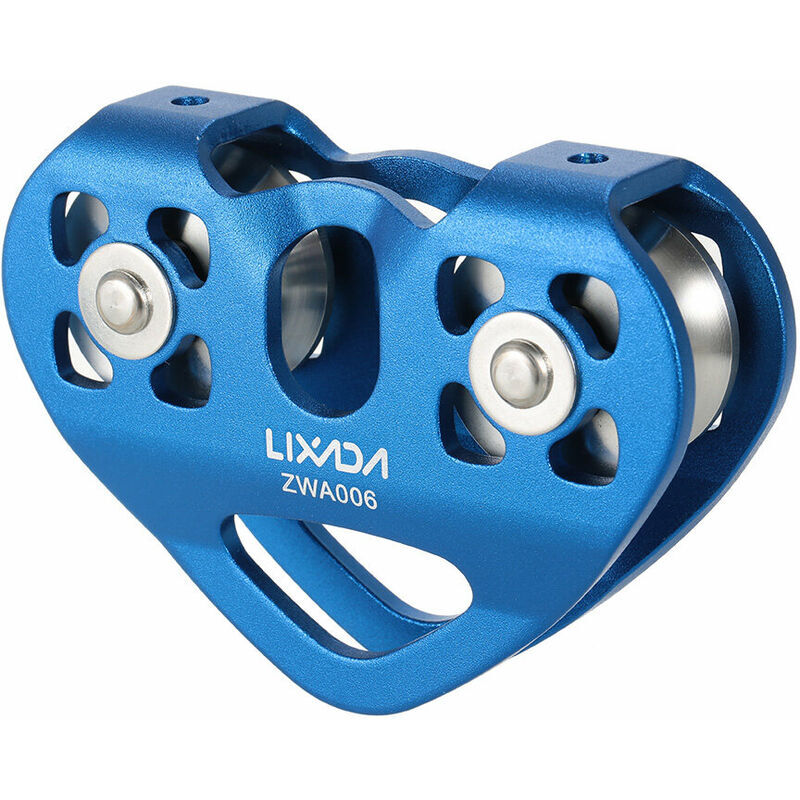 Poulie de chariot à câble 30kN avec roulement à billes escalade spéléologie sauvetage au travail en altitude (bleu)