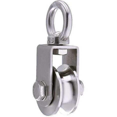 Poulie de levage 500 kg avec 2 roulements, poulie à câble, poulie de 48 mm, anneau de levage 201, roue 48, rainure en U