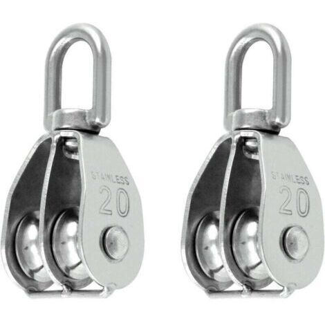 Poulie de levage double pivotante 2PCS M20 en acier inoxydable 304