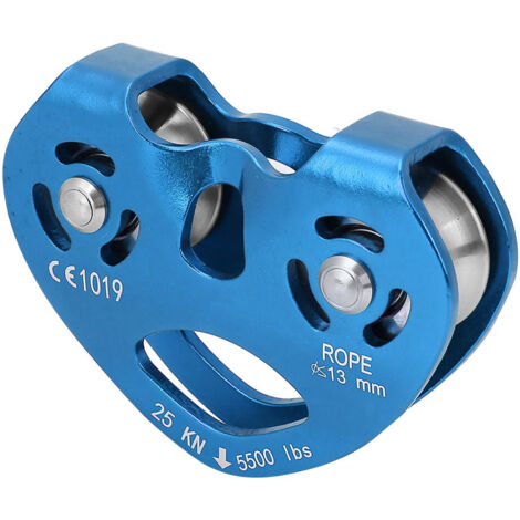 Poulie de levage robuste en alliage d'aluminium 25KN à rotation unique pour escalade et travaux lourds (bleu)