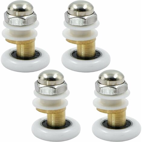 Poulie de porte de douche - Roulettes de Douche Roue pour Coulissantes Rouleaux De Douche Laiton Cabine de Douche Porte a Roulette Roue de Porte Poulies Accessoire Matériel Outil 4PCS 25.5mm