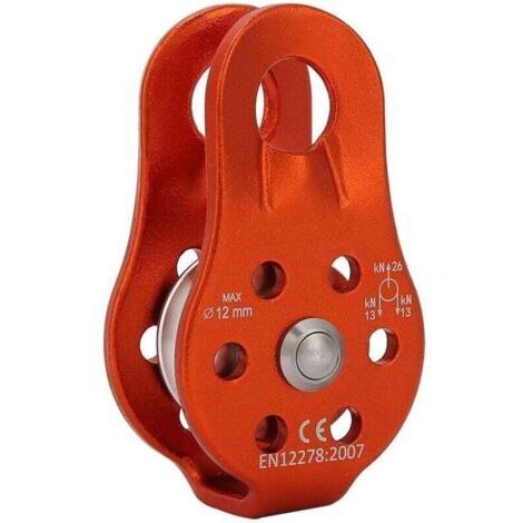 Poulie de poulie en Alliage d'aluminium Bloc de poulie à Corde Simple Robuste pour Corde de 12 mm Escalade 26KN NPTERBL