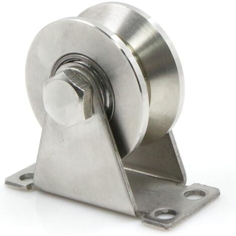 MISSDONG Poulie de renvoi en acier inoxydable Poulies à rainure en V - Forte capacité de charge en acier inoxydable épaissi Trottinette à faible bruit pour cordes