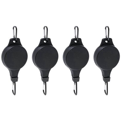 Poulie de suspension rétractable pour plantes, poulie réglable (4 pièces) NOIRE