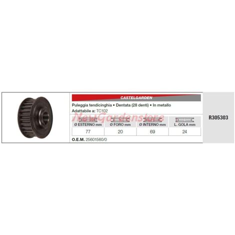 Poulie de tension de courroie CASTELGARDEN TC102 tracteur de pelouse tondeuse R305303