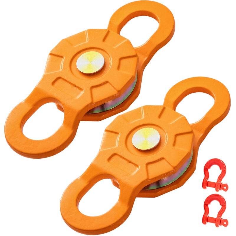 Poulie de treuil robuste pour corde synthétique de 14 mm, accessoire de récupération hors route pour tracteur, camion, vtt et utv, 2 paquets