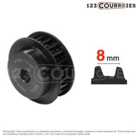Poulie dentée Delta Chain moyeu plein PD8MDC22-12-OPTIBELT