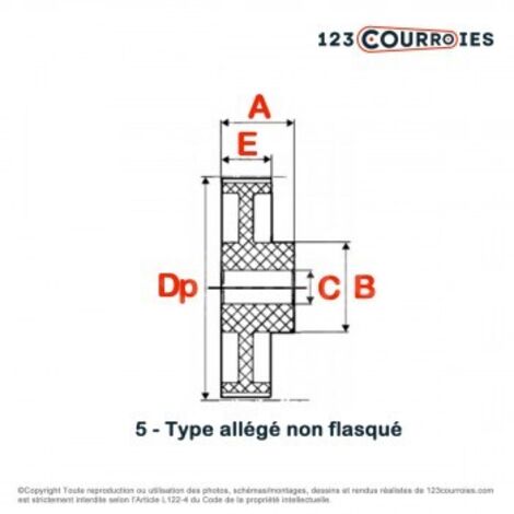 Poulie dentée moyeu plein PD5M44-9