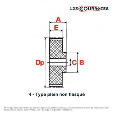 Poulie dentée moyeu plein PDAT5-44-36