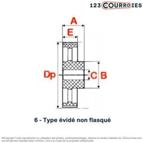 Poulie dentée moyeu plein PDL05050