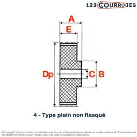 Poulie dentée moyeu plein PDXL03735