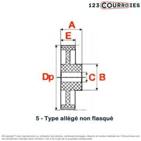 Poulie dentée moyeu plein PDXL03746