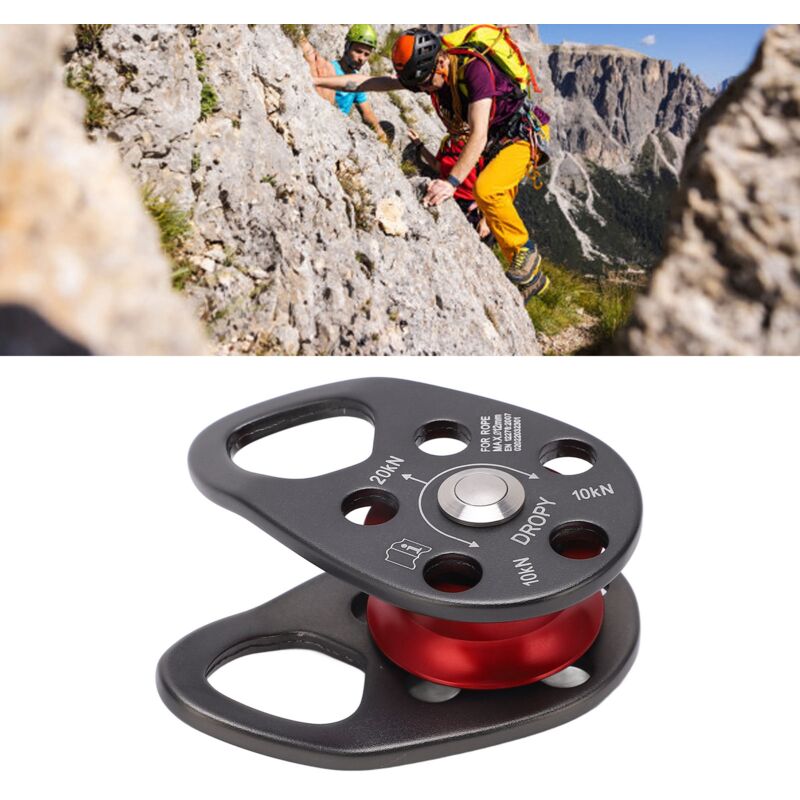 Poulie d'escalade en alliage d'aluminium 20KN Poulie pivotante fixe simple légère et portable