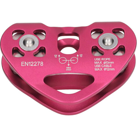 Poulie d'escalade extérieure en aluminium aéronautique à double arbre, rouge bordeaux, pour alpinisme