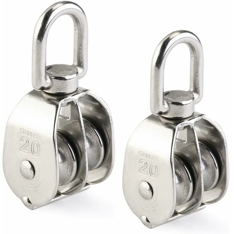 Poulie Double 2pcs inox 304 pivotant Double poulie