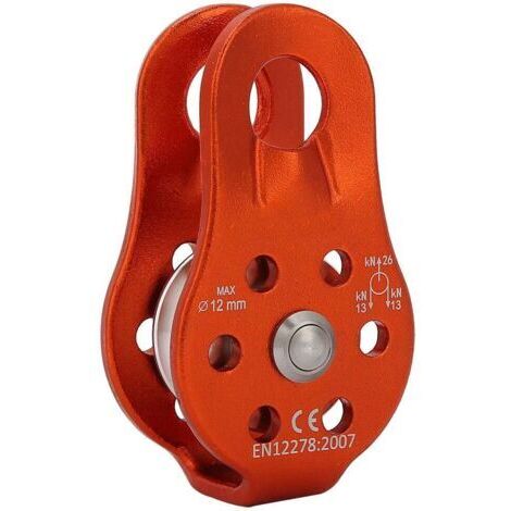 –Poulie en alliage d'aluminium 26KN –Compatible avec cordes de 12 mm –Réduction de friction pour escalade et levage efficace
