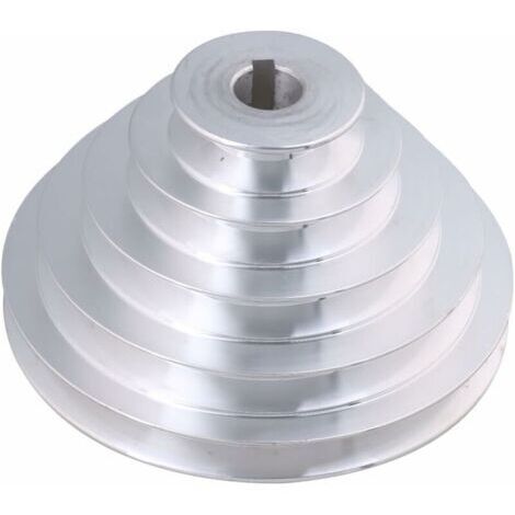 Poulie en aluminium 5 niveaux – Diamètre intérieur 19 mm – Diamètres extérieurs 54 à 150 mm – Largeur 12,7 mm pour courroie trapézoïdale A