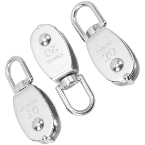 Poulie Galvanisée 3 Pièces - Roue de Poulie M20 Tournante 360° pour Levage et Treuil