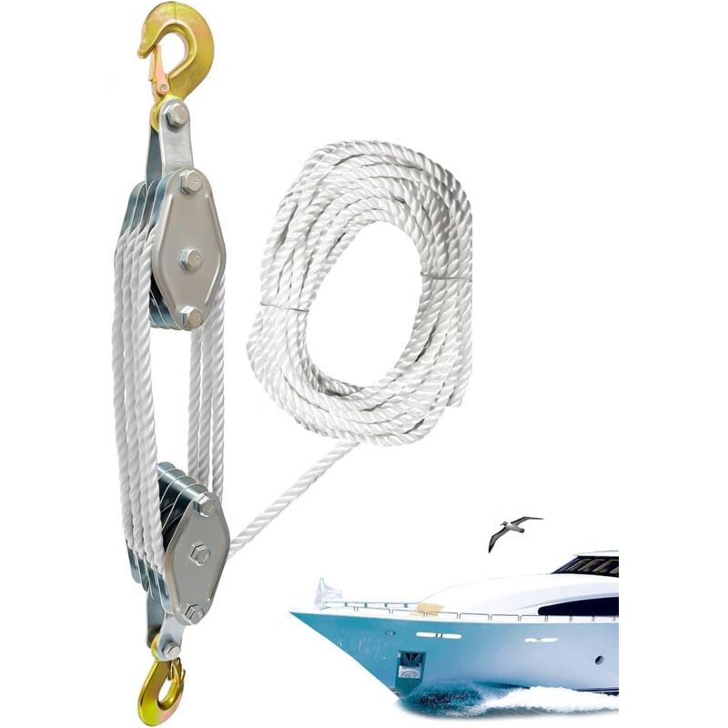 KZQ - Poulie - Palan à câble avec force de levage 7:1 Poulie à câble robuste, système de poulie multifonction avec résistance à la rupture de 4 400