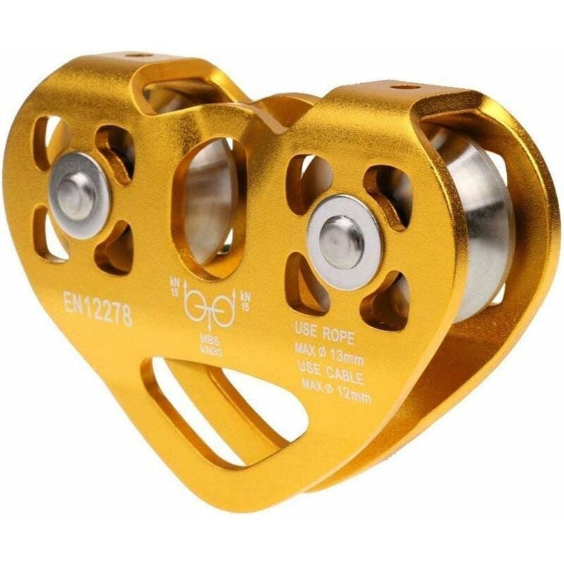 Poulie Poulie de poulie Tandem en métal 30kn Tandem en Aluminium de détail de la Vente au détail de 10,6 x 7,2 Poulie Fixe pour 8-13mm Cordes Double