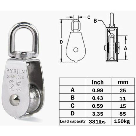 Lot De 2 Poulies Doubles M32 Acier Inoxydable - Capacité 250kg - Rotation 360° - Levage Lourd, Bricolage, Tentes