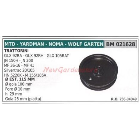Poulie pour tracteur de pelouse GLX 92RA 92RH MTD 021628