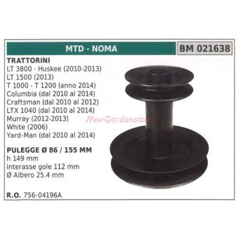 Poulie pour tracteur tondeuse LT3800 HUSKE 2010-2013 MTD 021638