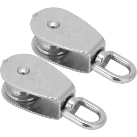 Poulie Simple en Acier Inoxydable - 2 Pièces pour Remorquage et Levage de Câbles