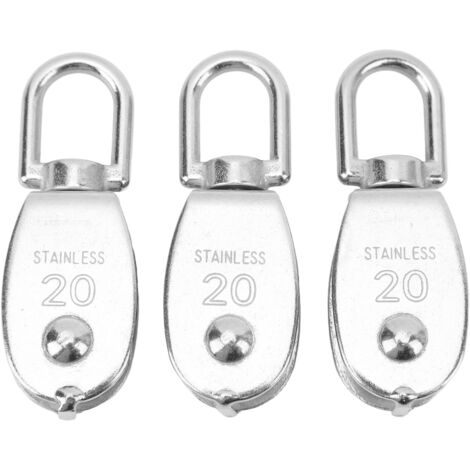 Poulie Simple en Acier Inoxydable 3PCS - Roue de Levage M20 Rotative à 360° pour Grue et Remorquage