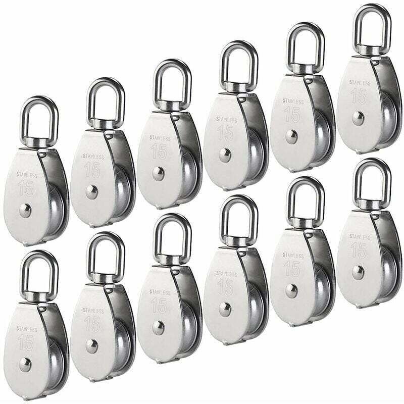 Poulie simple en acier inoxydable M15 304, bloc de poulie simple de 15 mm, poulie de filet de pêche poulie simple poulie de traction poulie double