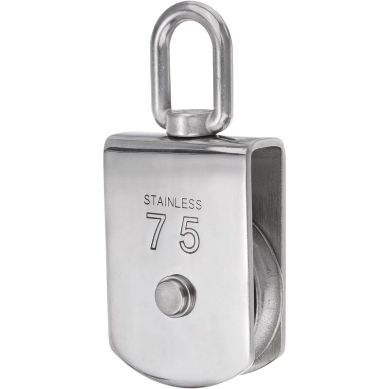 Poulie simple M75, en acier inoxydable 304, pour câbles de suspension, crochets pivotants de grue de levage, galets de poulie pour cordes et câbles