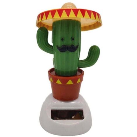 Poupée à tête oscillante pour tableau de bord de voiture, cactus dansant à énergie solaire, décoration mignonne pour tableau de bord de voiture, figurine à tête oscillante en forme de cactus, ornement